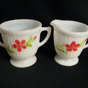 MACBETH-EVANS PETALWARE FLORETTE CREAM & SUGAR